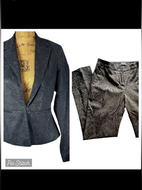 Apt. 9 modern fit 2-pc black lace suit Women’s blazer sz 6 pants sz 4 | y-9